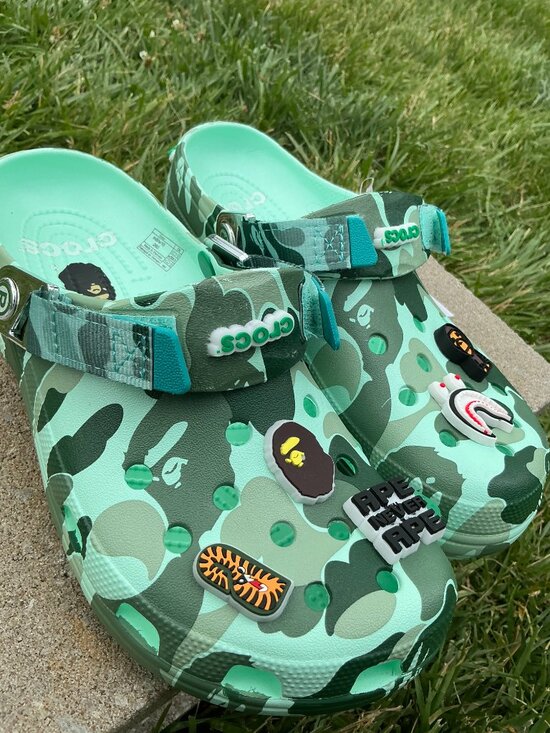 Mint green camo Crocs x Bape main image 5